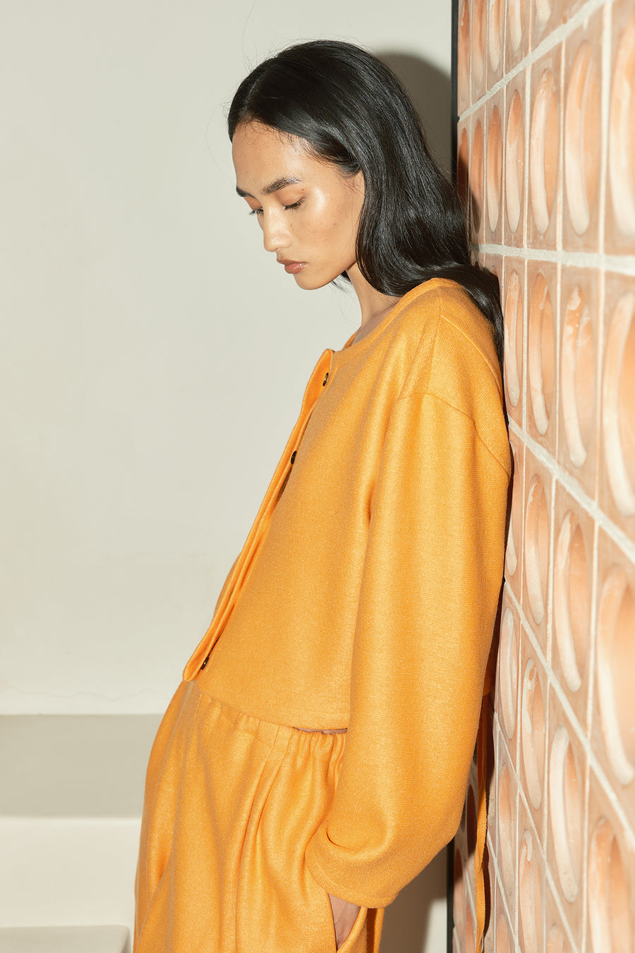 Tangerine Boiled Wool Payés Top-Jacket
