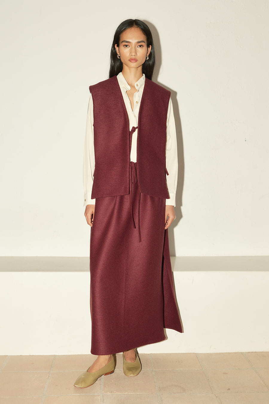 Burgundy Heavy Boiled Wool Vest