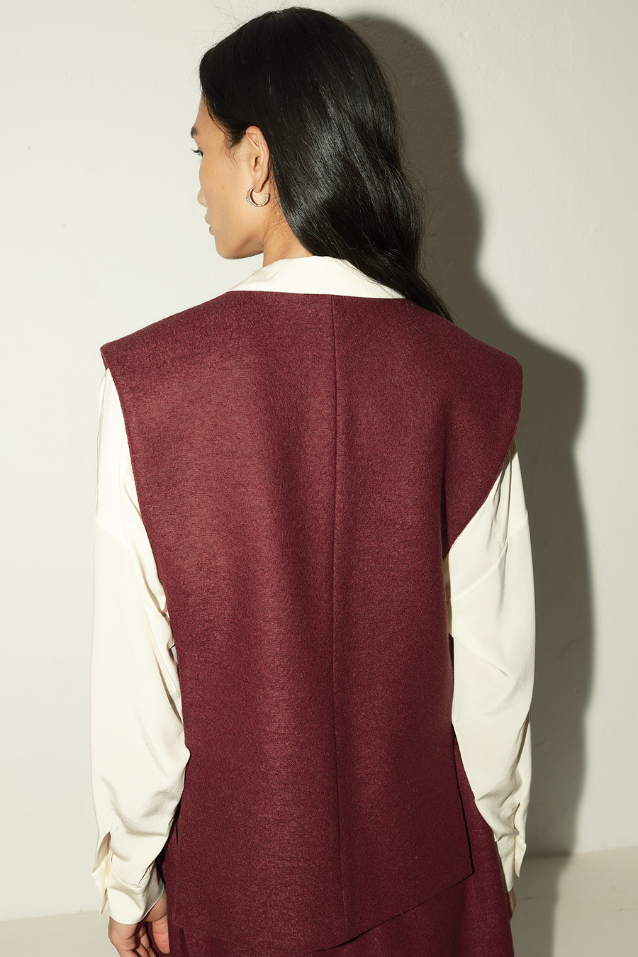 Burgundy Heavy Boiled Wool Vest