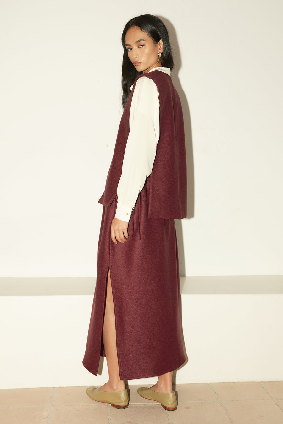 Burgundy Heavy Boiled Wool Vest