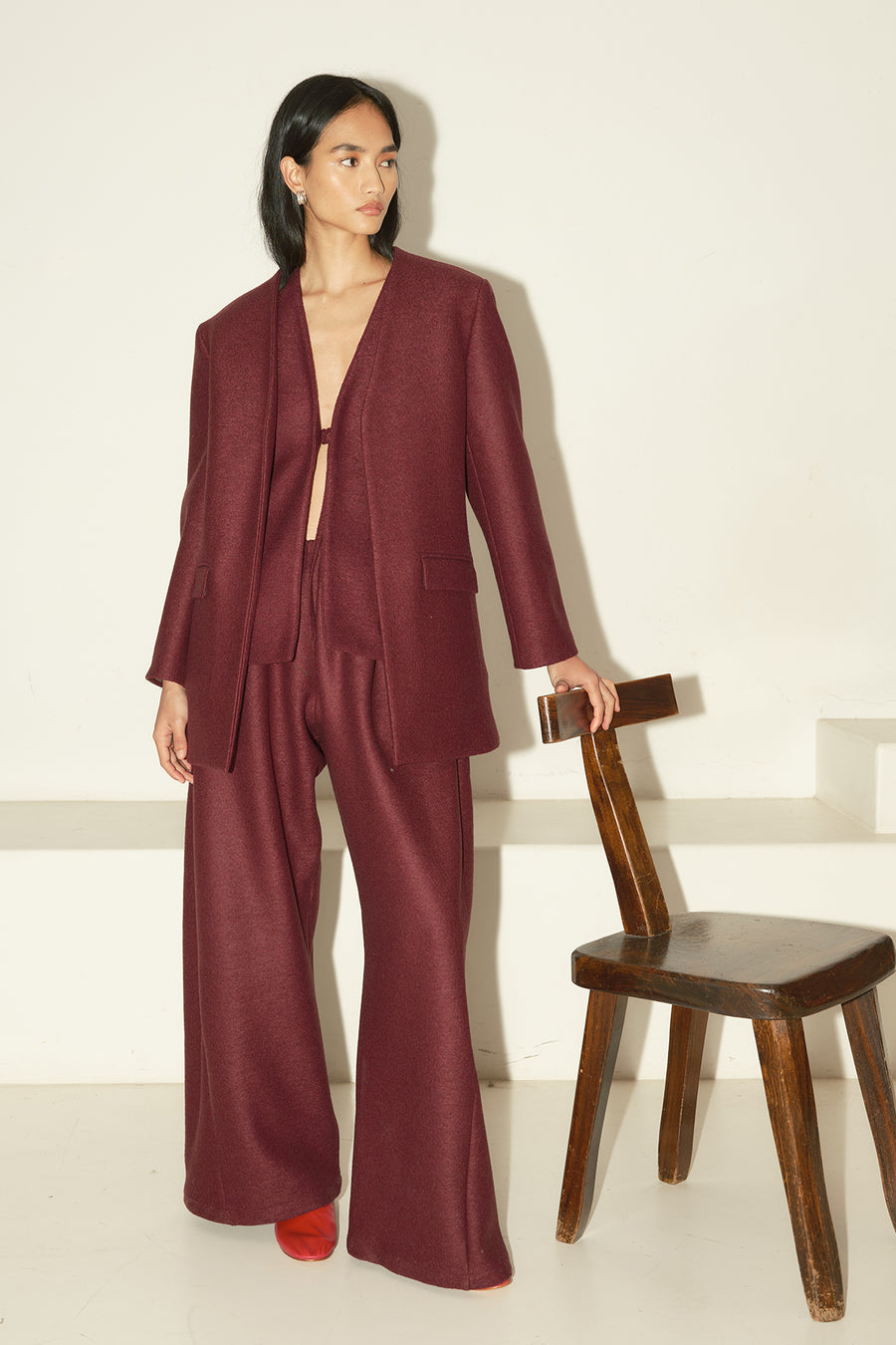 Burgundy Heavy Boiled Wool Judo Pants