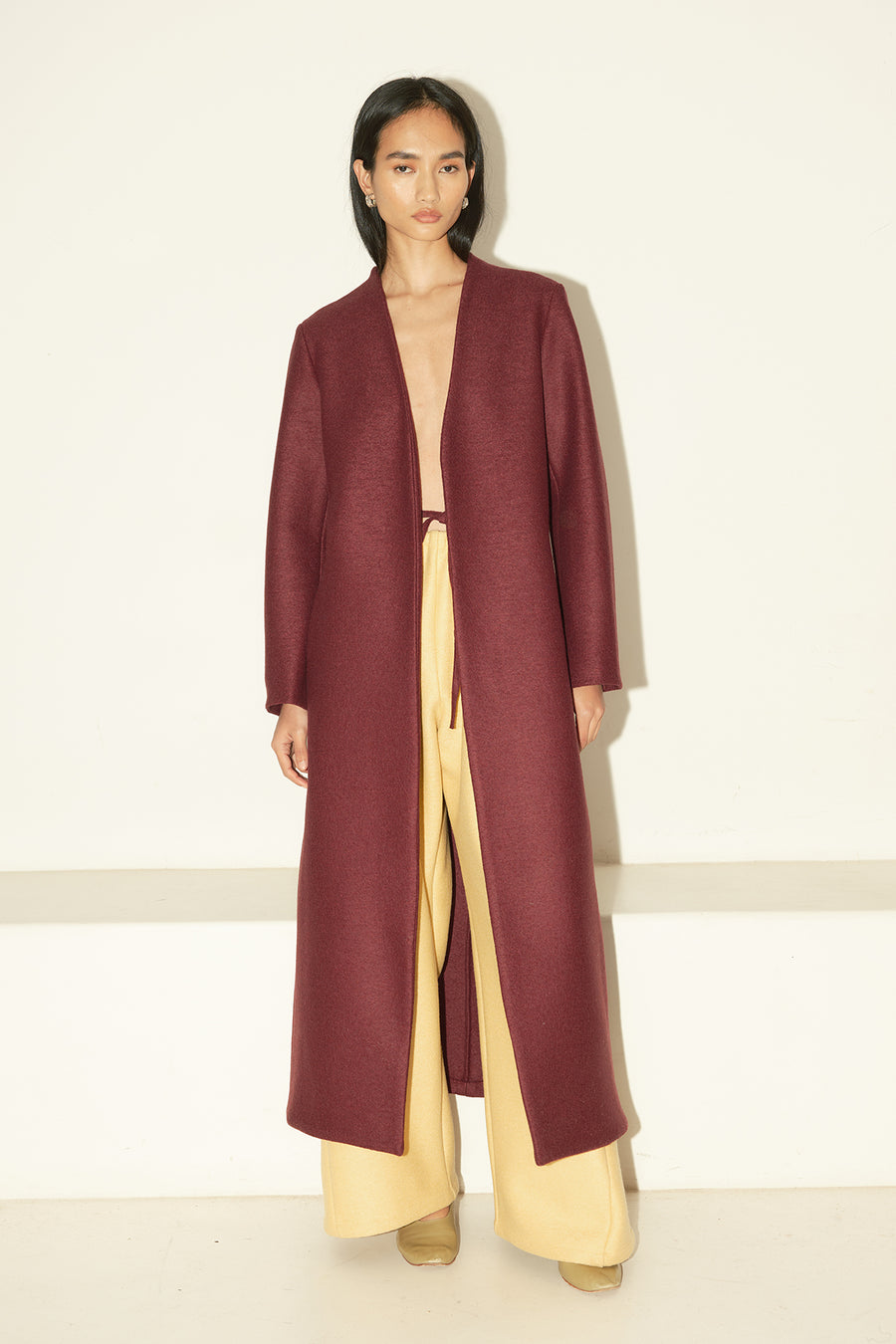 Burgundy Heavy Boiled Wool Cassia Coat