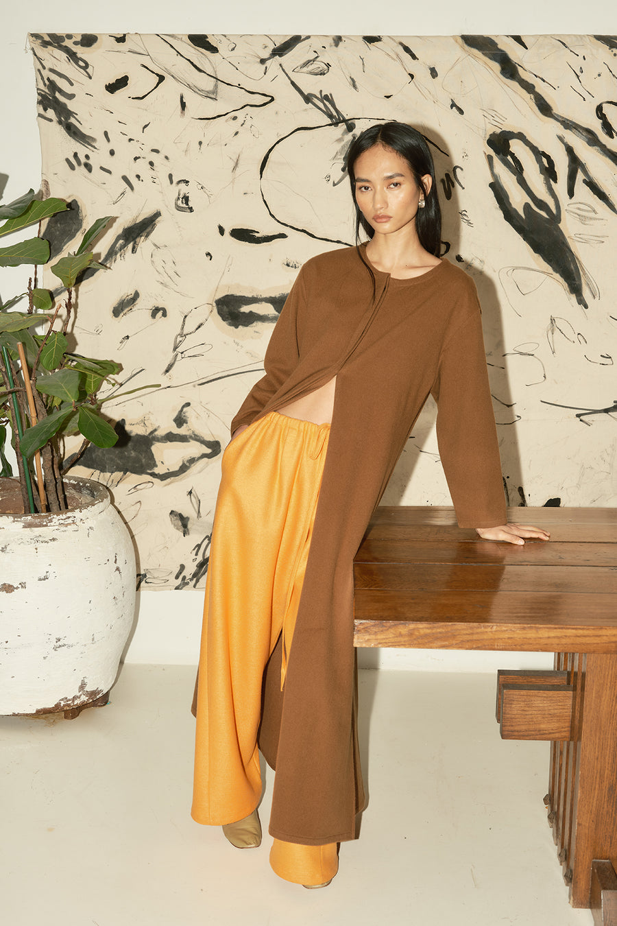 Avellana Brushed Wool Payés Dress-Coat