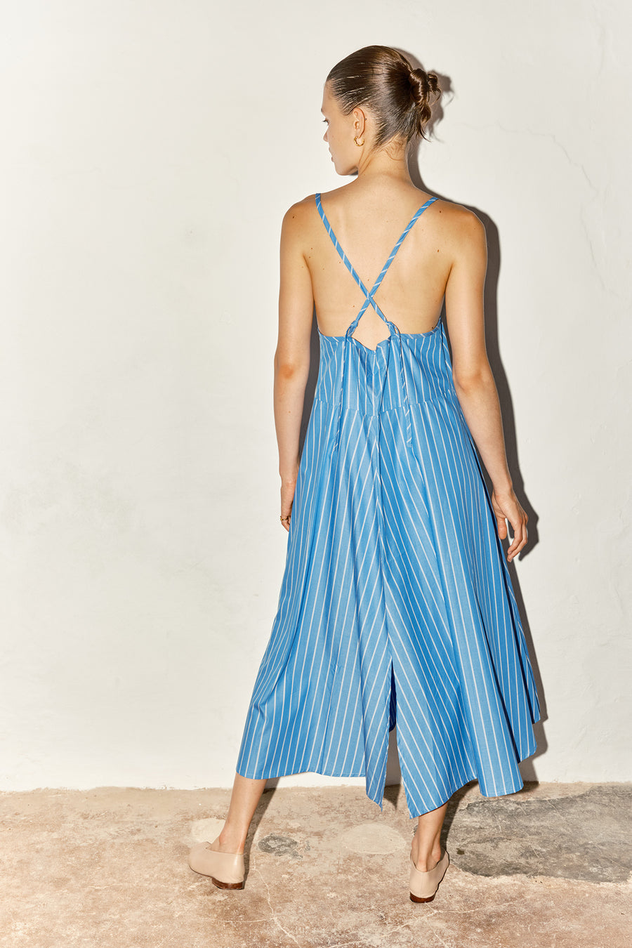 Egyptian Blue Striped Slip Dress