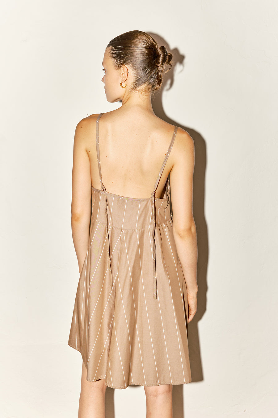 Almond Striped Mini Slip Dress