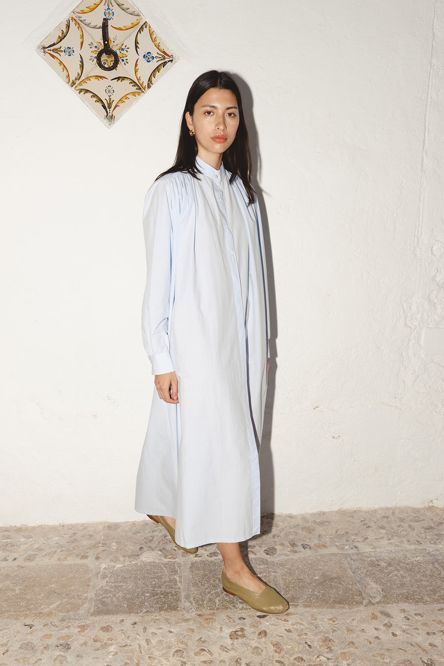 Powder Blue Fil a Fil Cotton Babel Dress