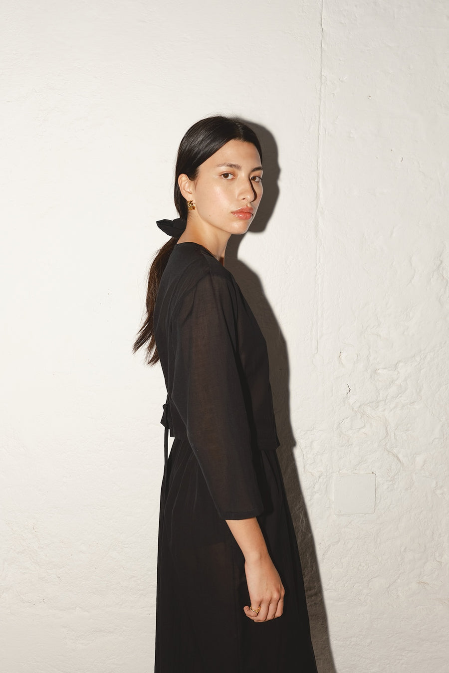 Black Batiste Cotton Payés Blouse