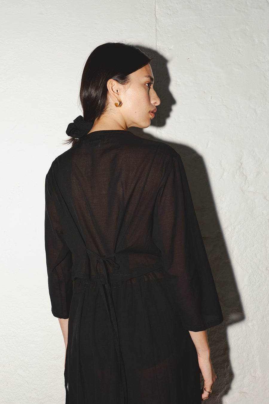 Black Batiste Cotton Payés Blouse