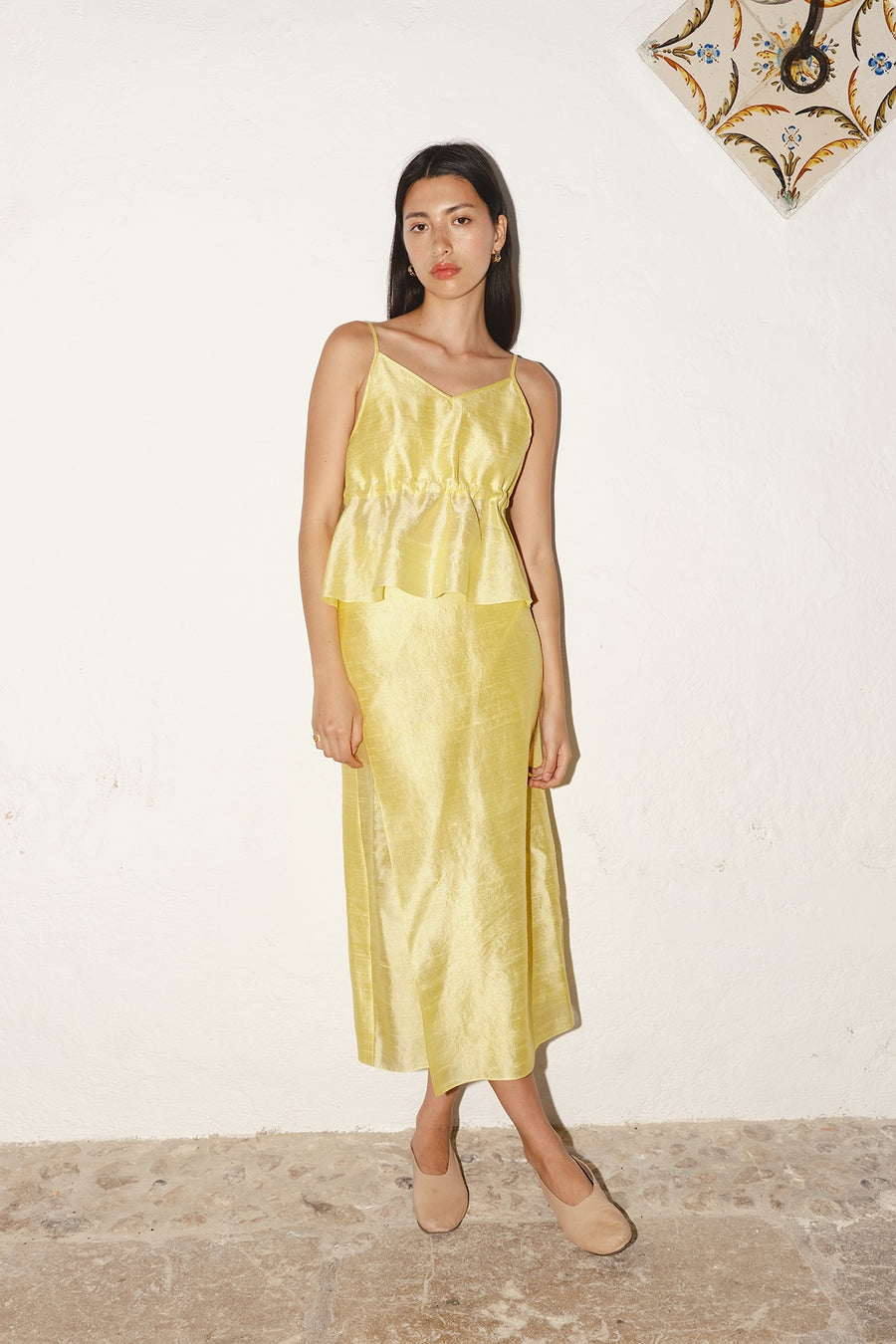 Lemon Butter Dupion Scrunchie Top