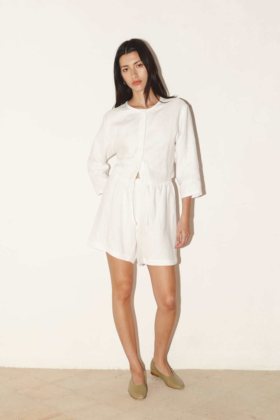 White Linen Cala Shorts