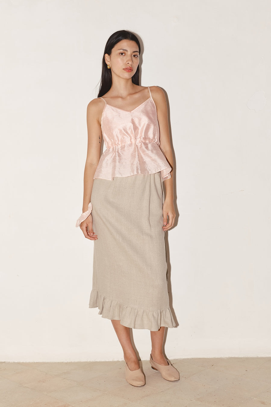 Rose Quartz Dupion Scrunchie Top