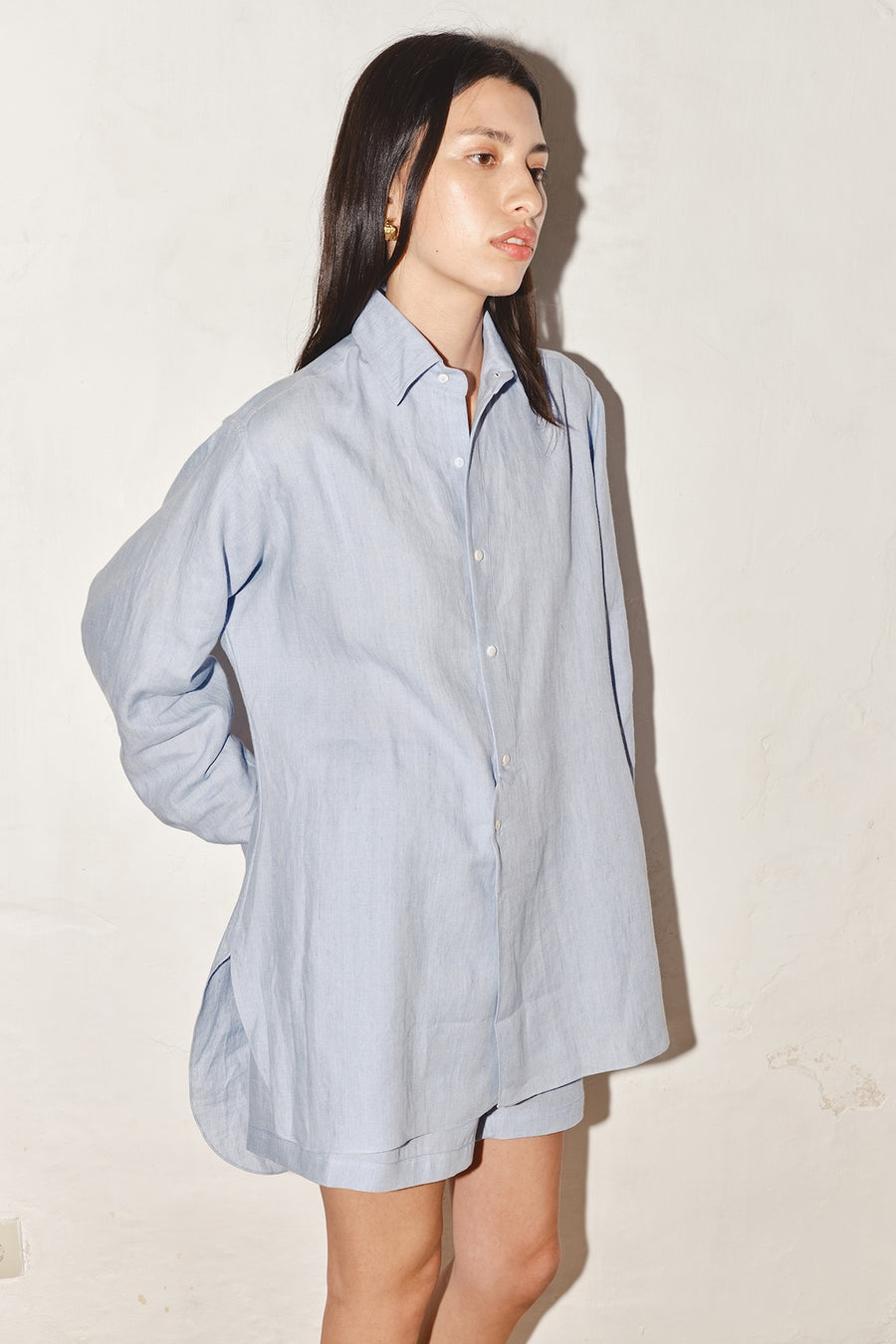 Sky Blue Linen Paul Blouse
