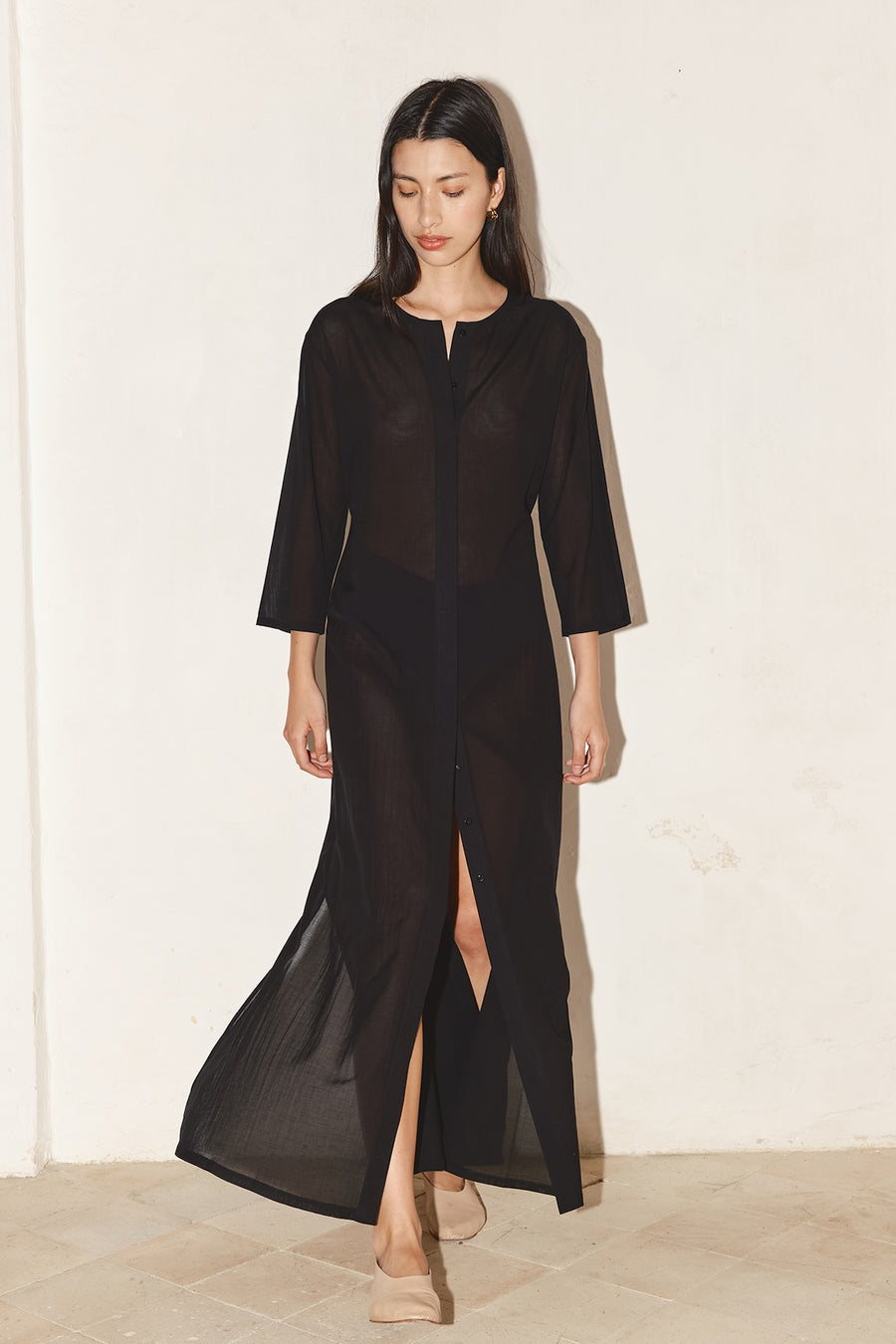Black Batiste Cotton Payés Dress