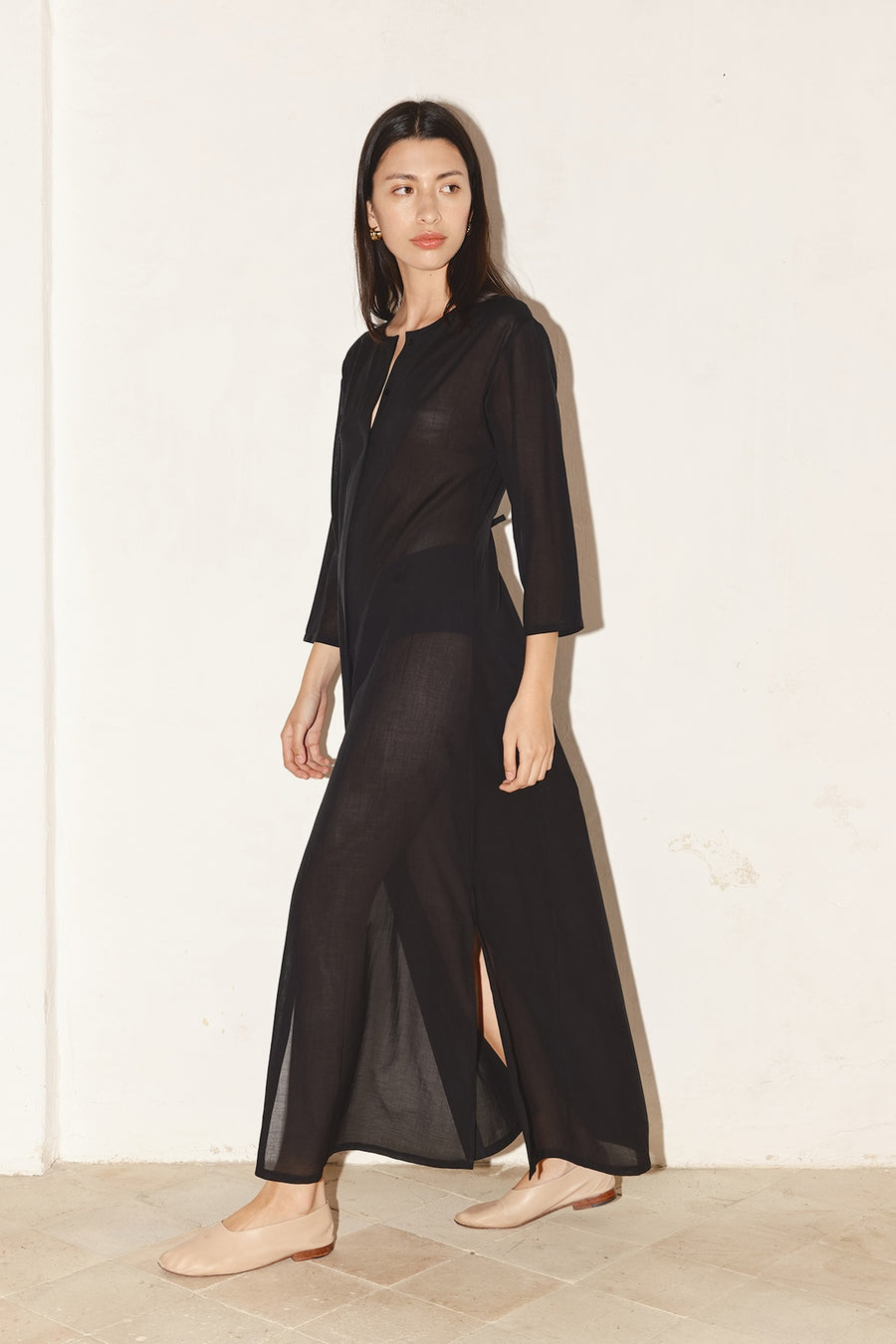 Black Batiste Cotton Payés Dress