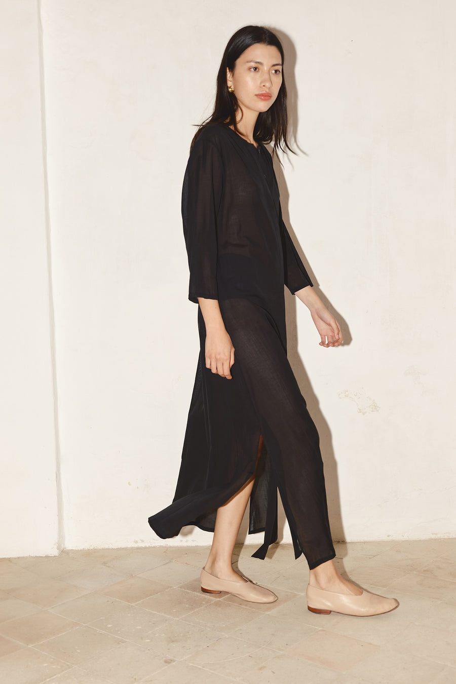 Black Batiste Cotton Payés Dress