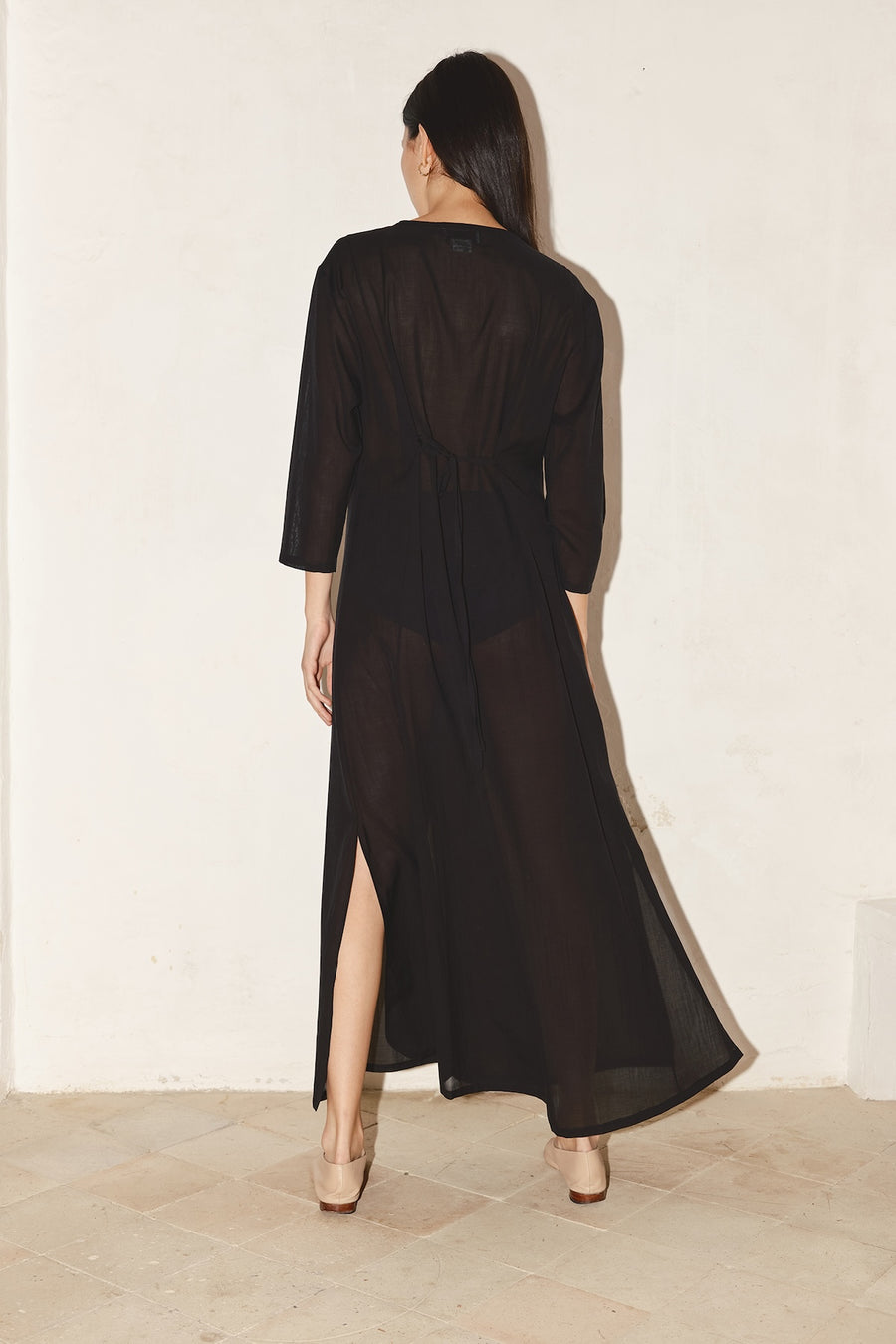 Black Batiste Cotton Payés Dress