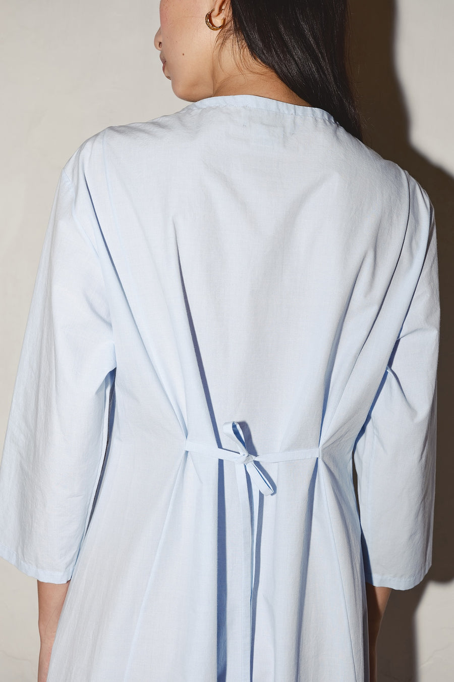 Powder Blue Fil à Fil Cotton Payés Dress