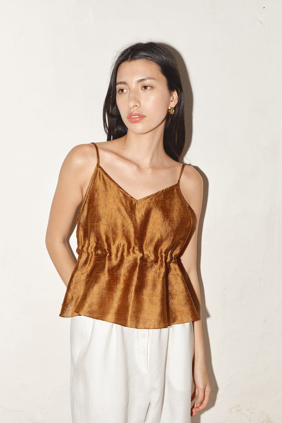 Caramel Dupion Scrunchie Top