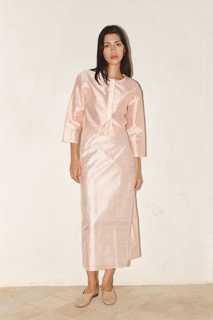 Rose Quartz Dupion Payés Blouse