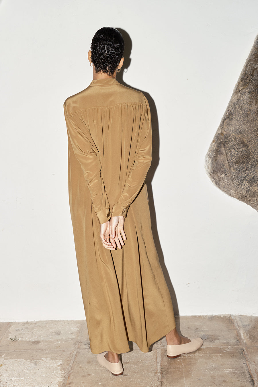 Tan Silk Babel Caftan