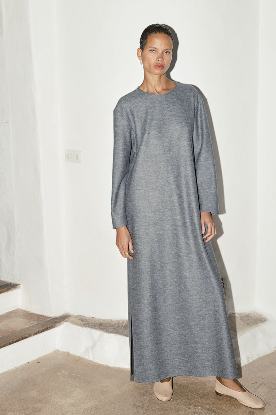 Granite Melange Boiled Wool Ava Dress