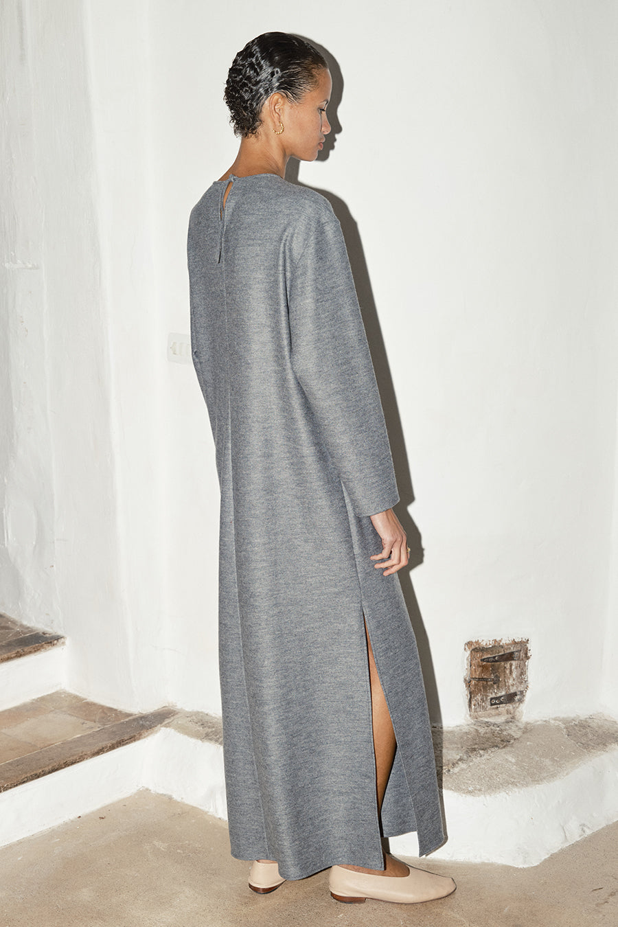 Granite Melange Boiled Wool Ava Dress