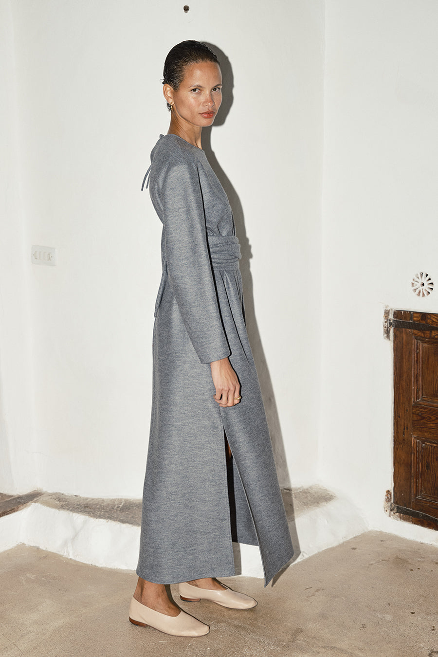Granite Melange Boiled Wool Ava Dress