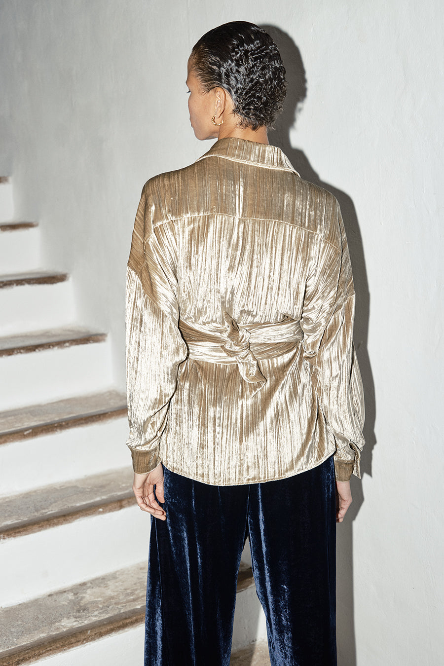 Pearl Silk Velvet Ren Blouse
