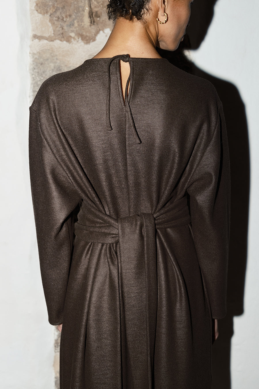 Mocha Boiled Wool Ava Dress