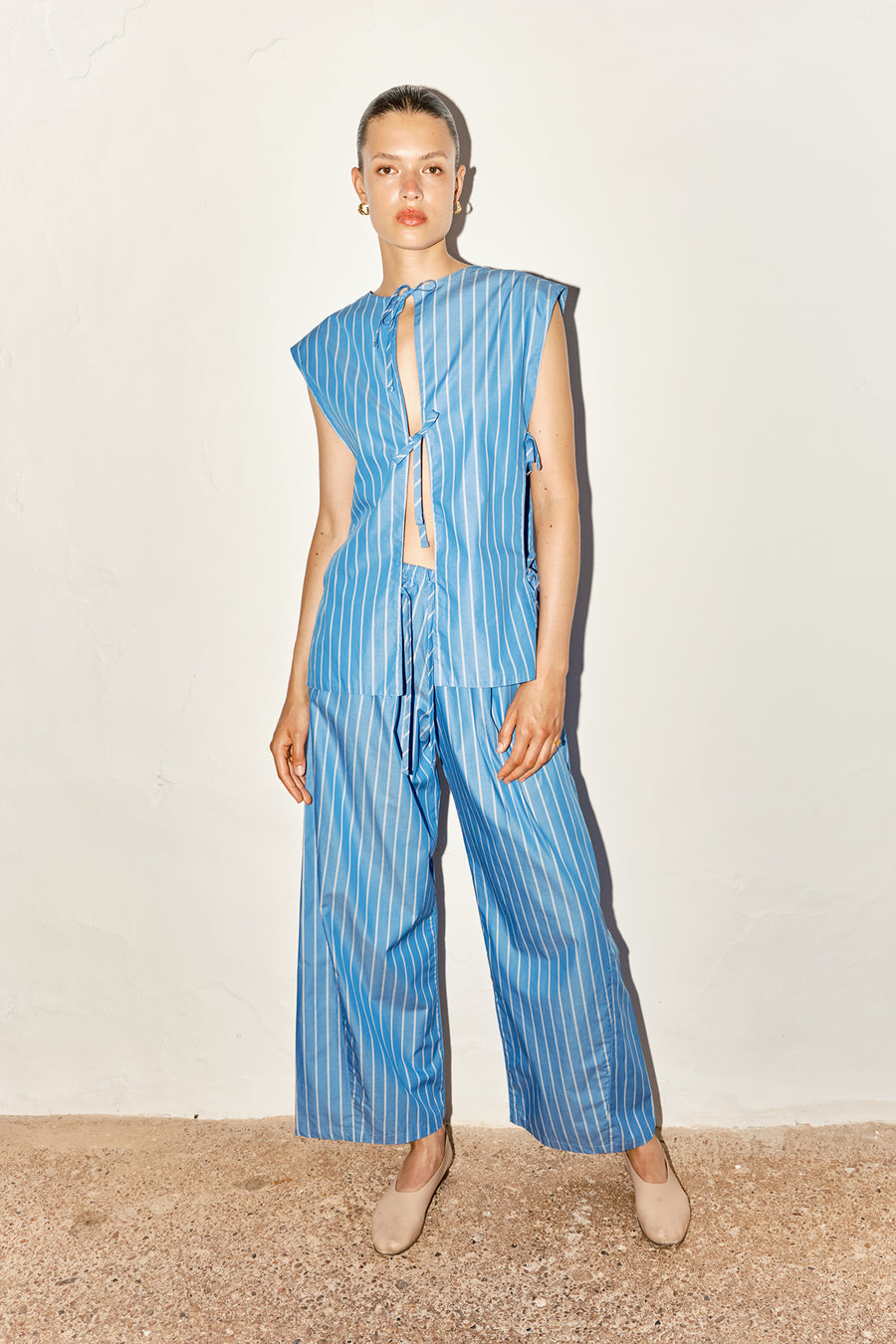 Egyptian Blue Striped Nara Top