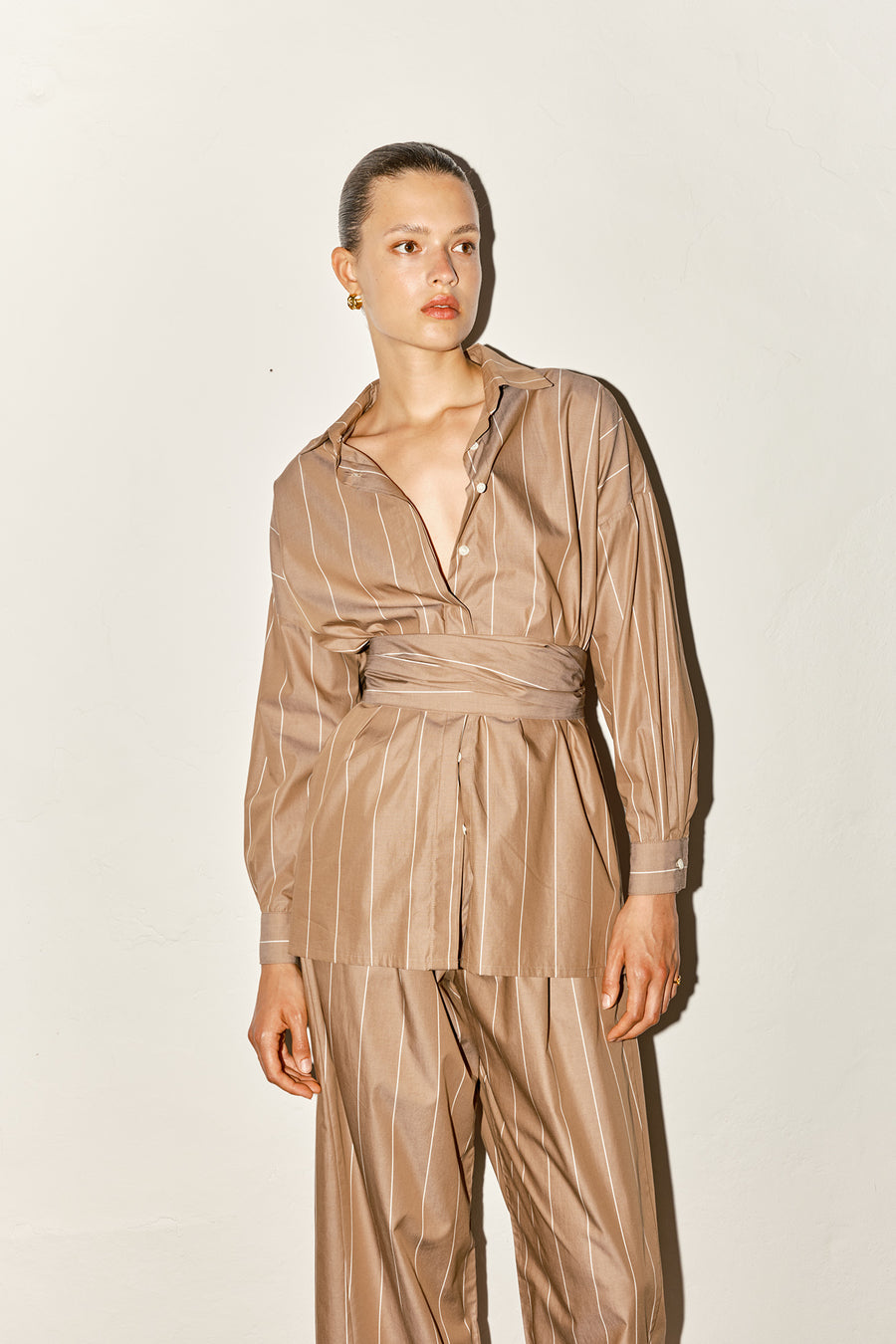 Almond Brown Striped Ren Shirt