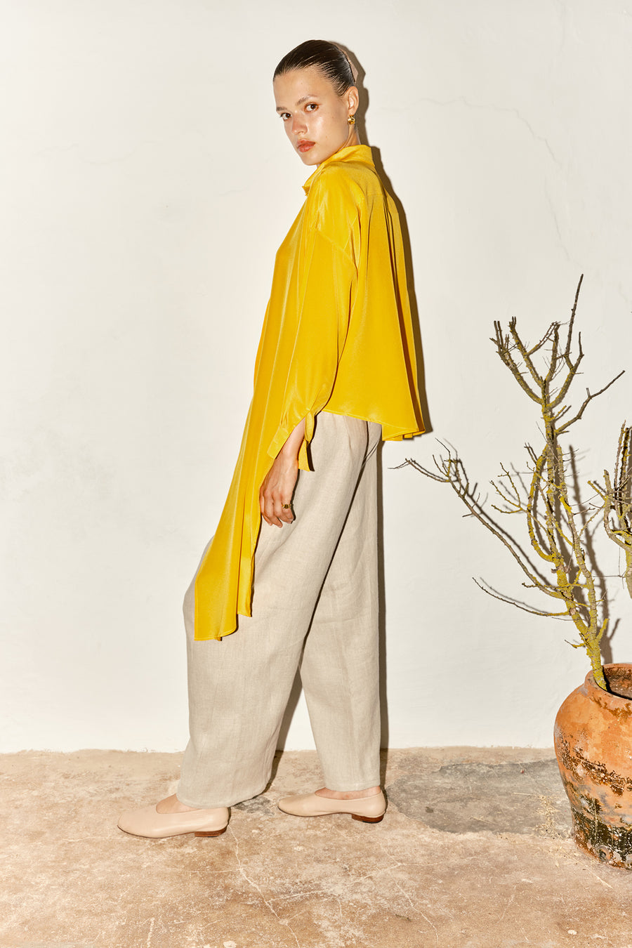 Citric Orange Silk Lola Blouse