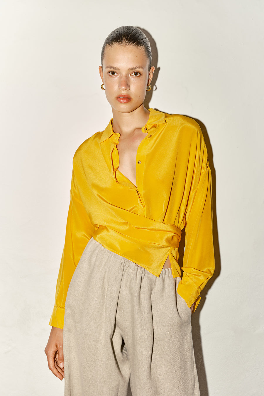 Citric Orange Silk Lola Blouse