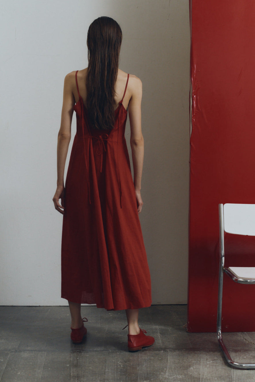 Clay Linen Godet Slip Dress