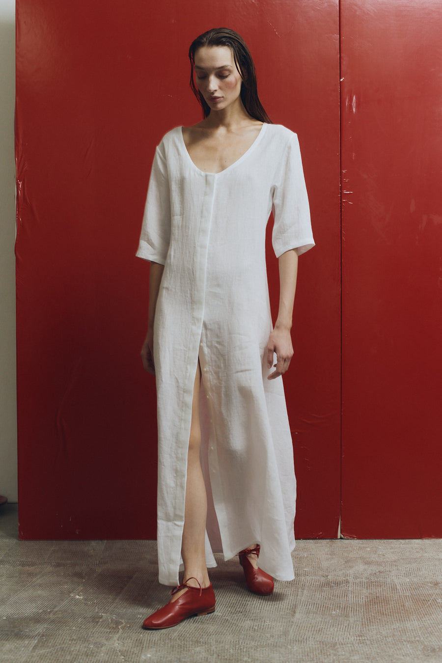 White Linen Payesa Dress
