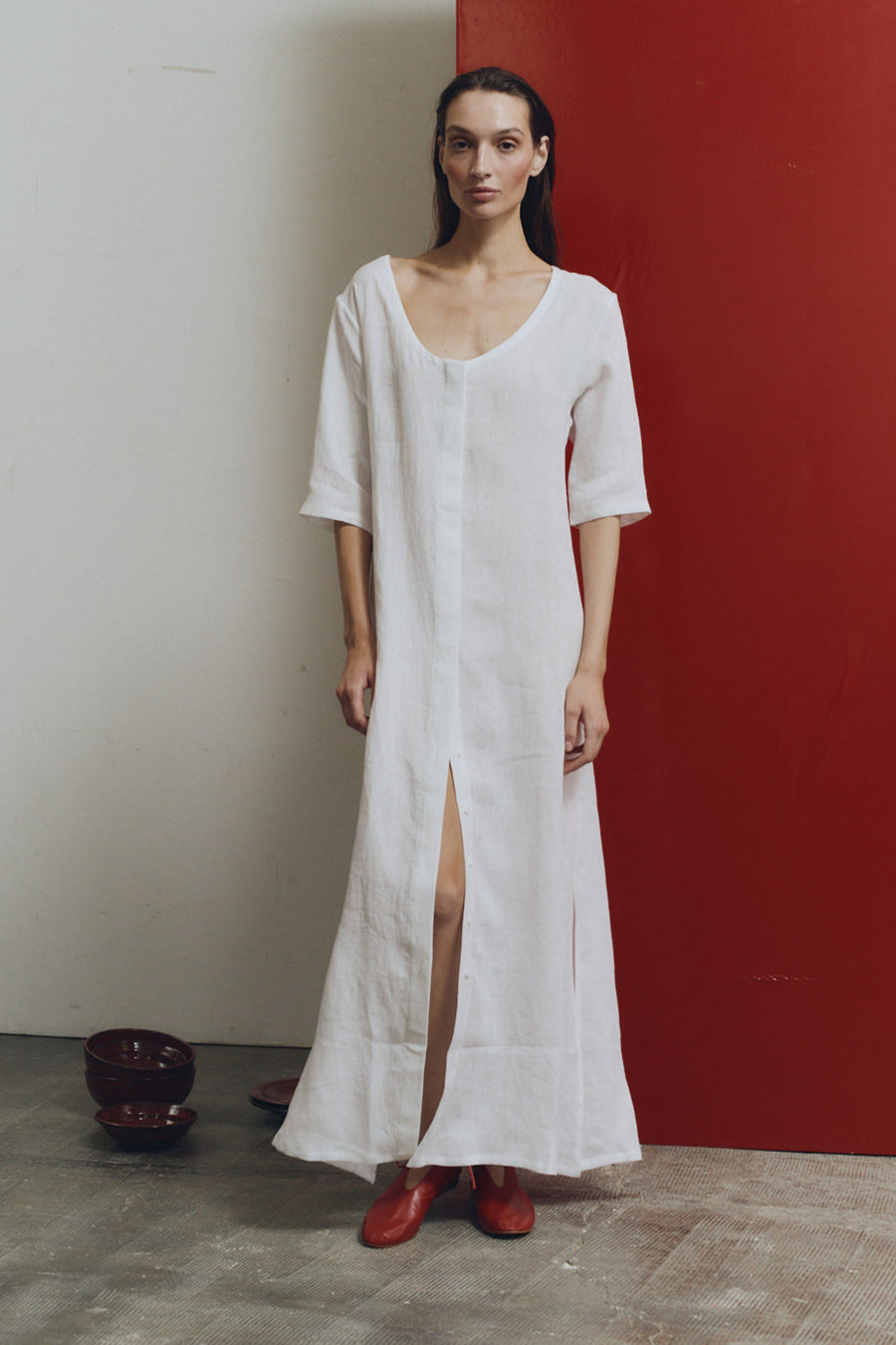 White Linen Payesa Dress