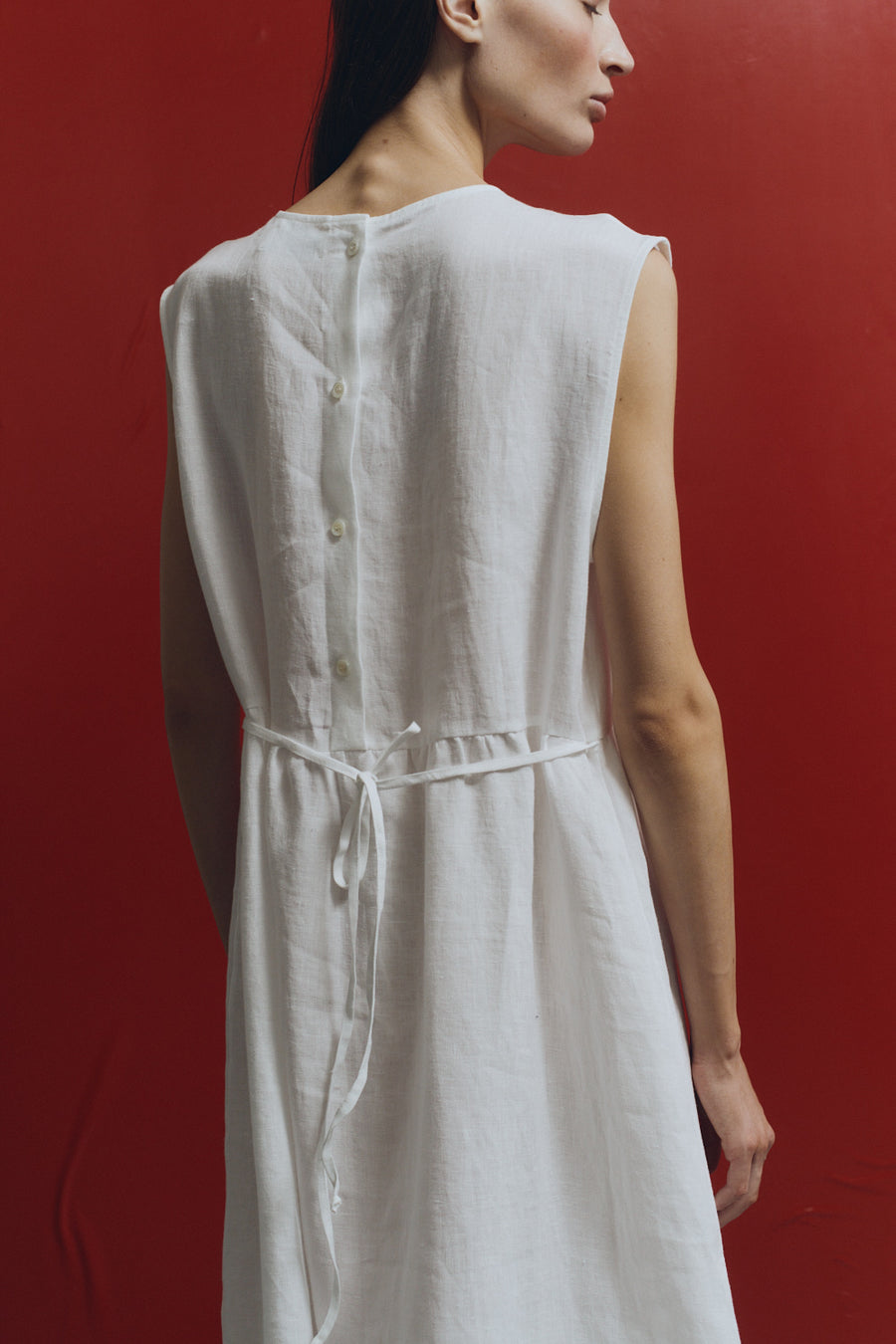 White Linen Echo Dress