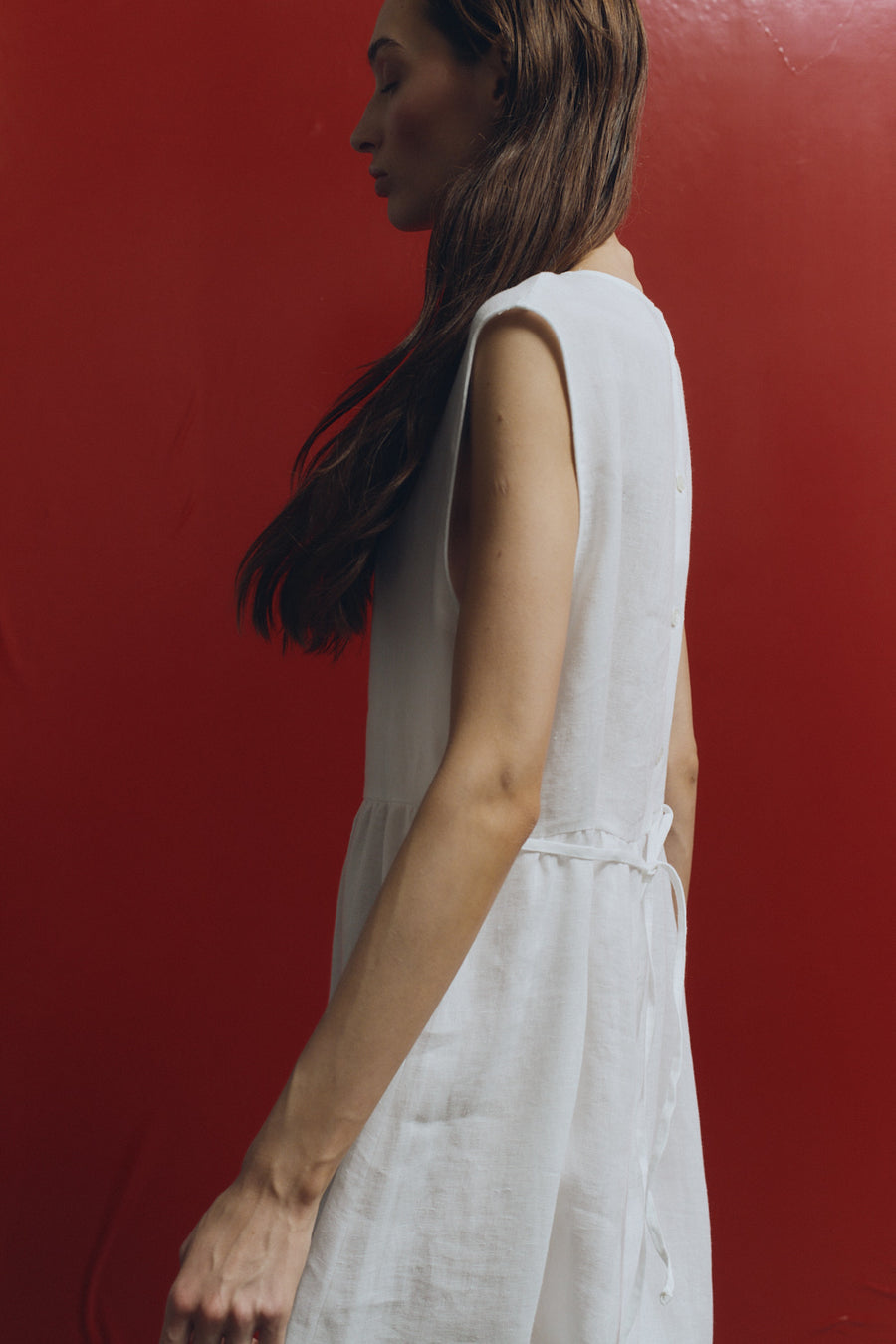 White Linen Echo Dress