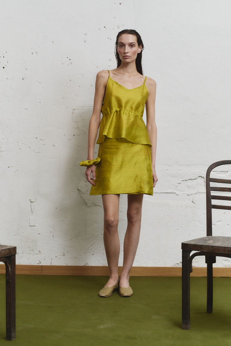 Pistacho Dupion Scrunchie Top