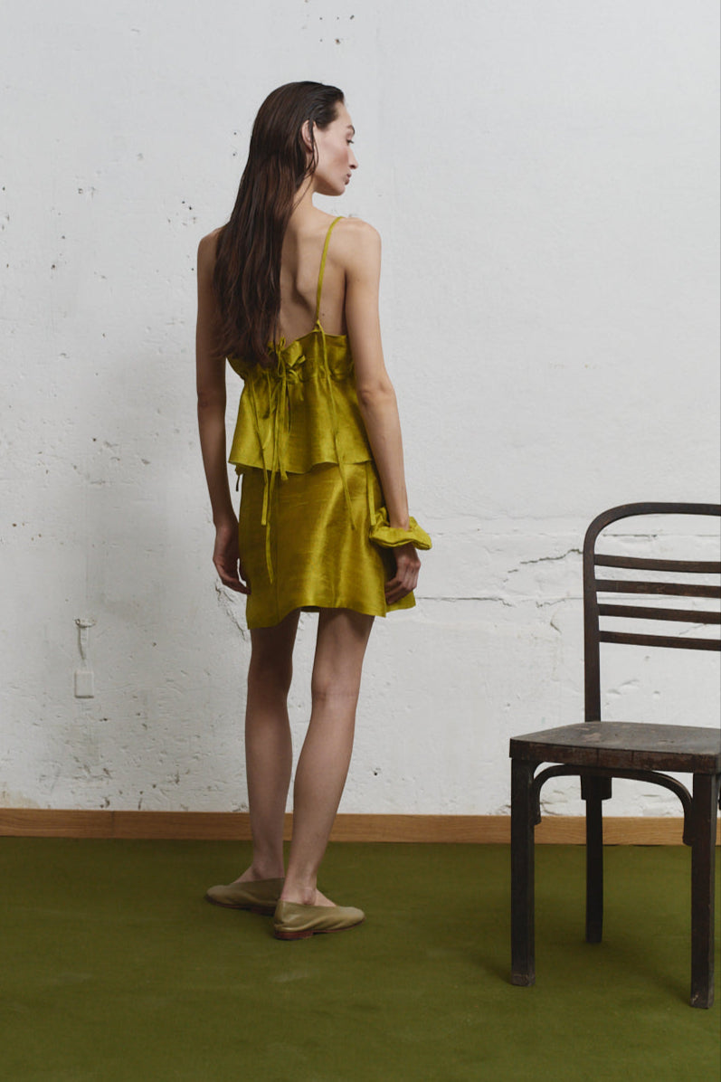 Pistacho Dupion Scrunchie Top