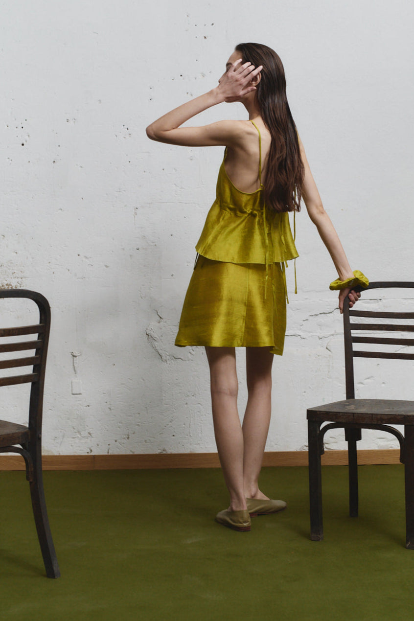 Pistacho Dupion Scrunchie Top