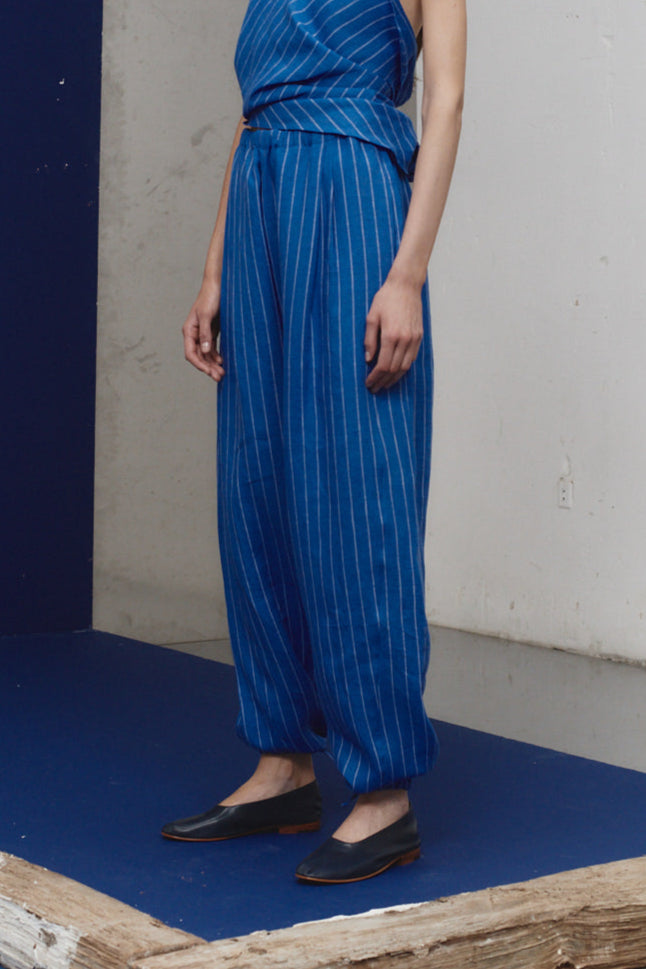 Lapis Striped Linen Kendo Pants