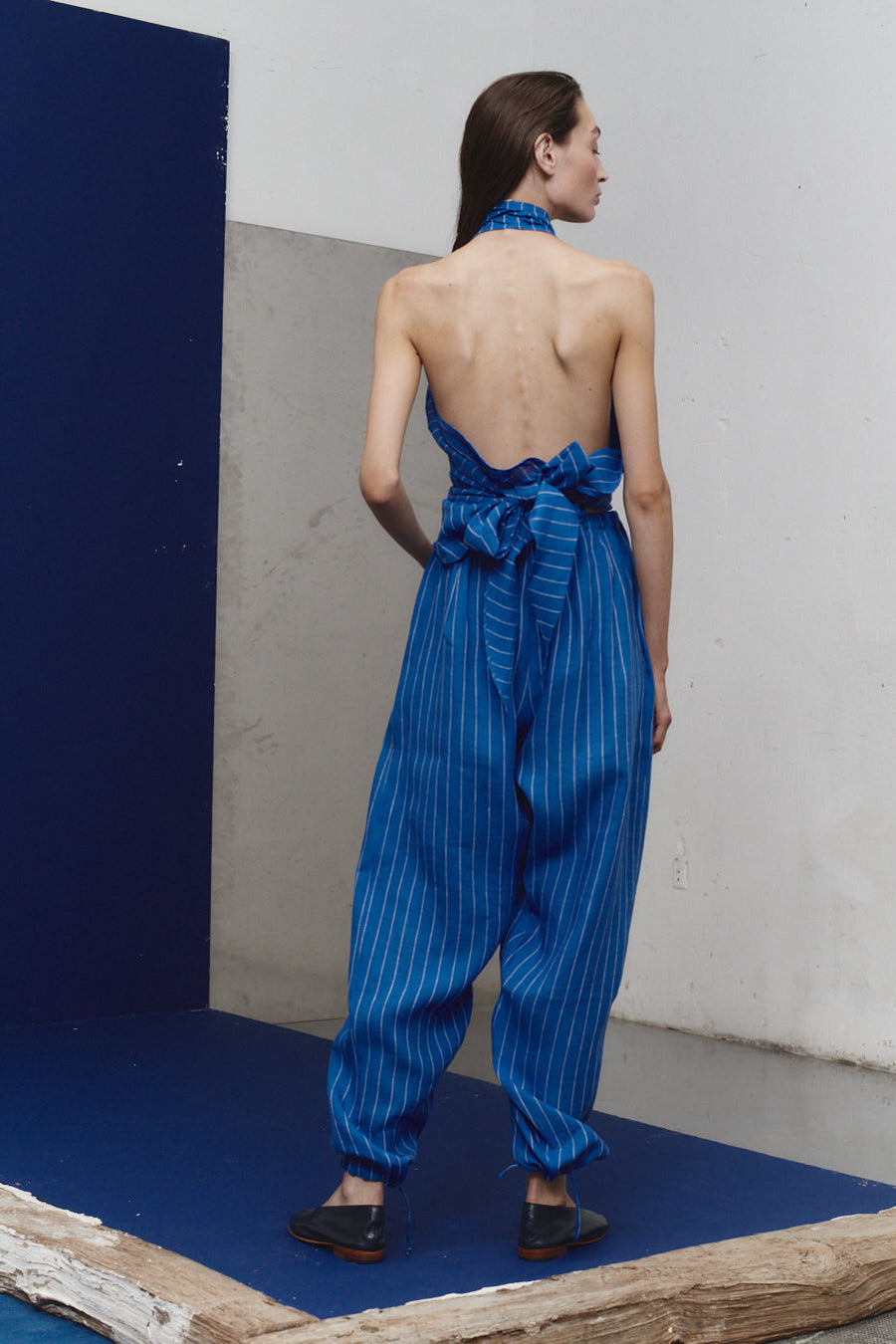 Lapis Striped Linen Kendo Pants