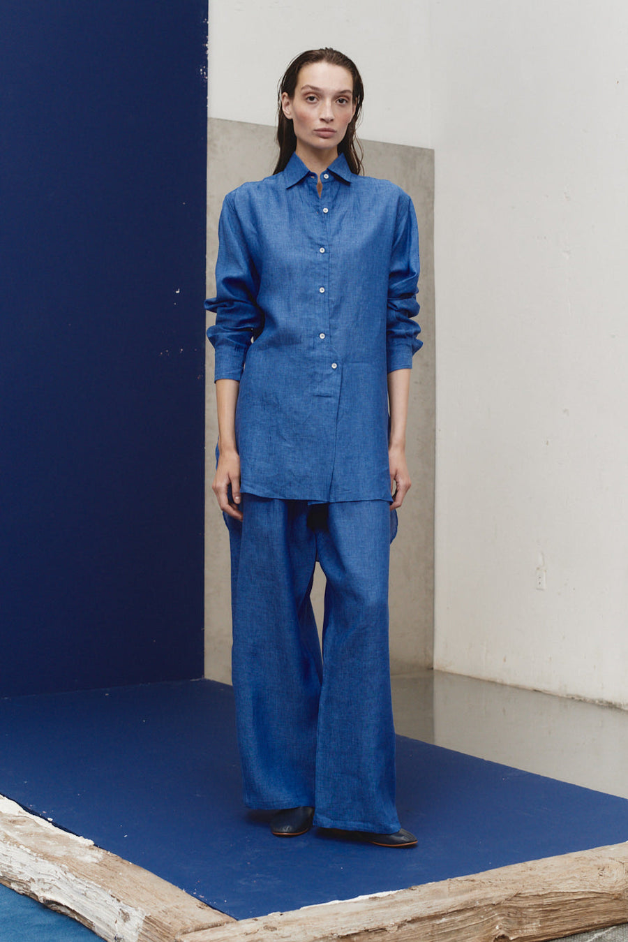 Lapis Linen Paul Blouse