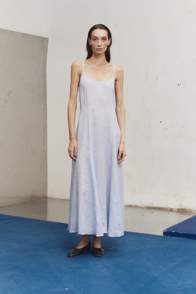 Cloud Linen Godet Slip Dress