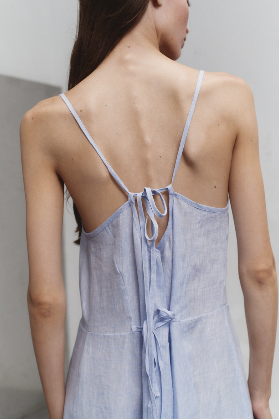 Cloud Linen Godet Slip Dress