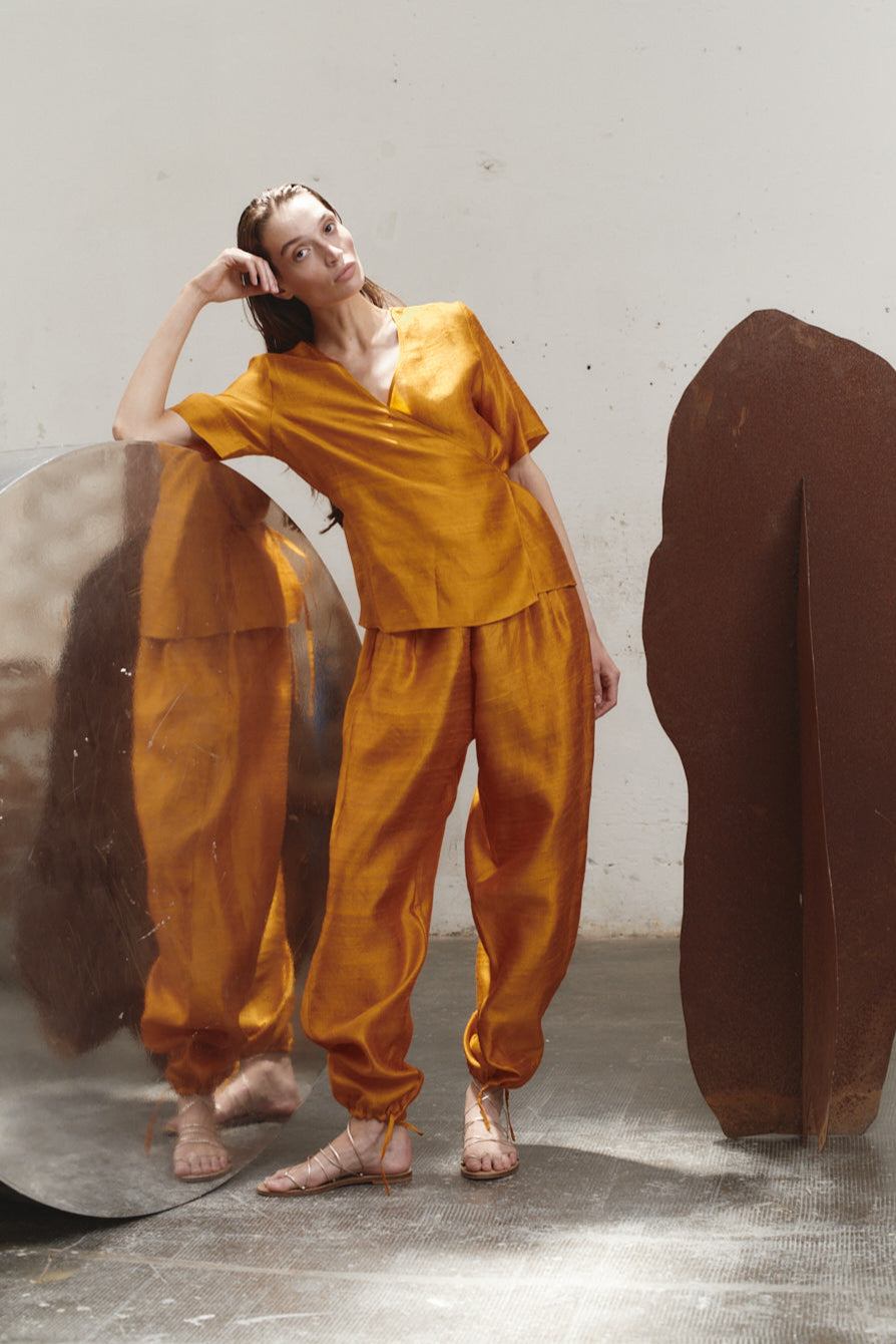 Amber Dupion Wrap Top
