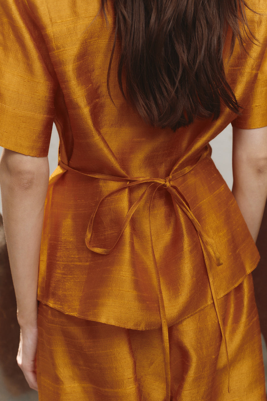 Amber Dupion Wrap Top