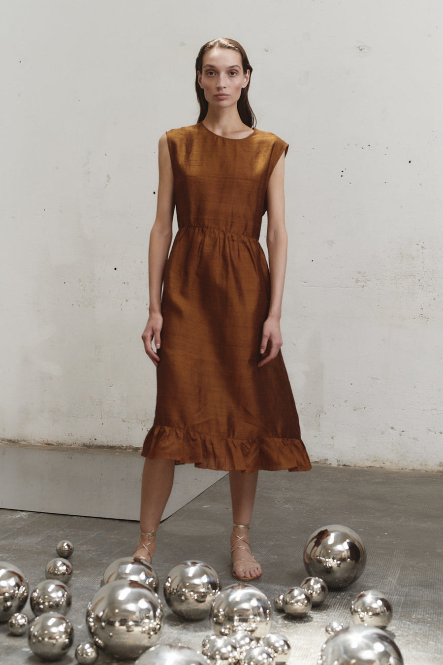 Caramel Dupion Echo Dress