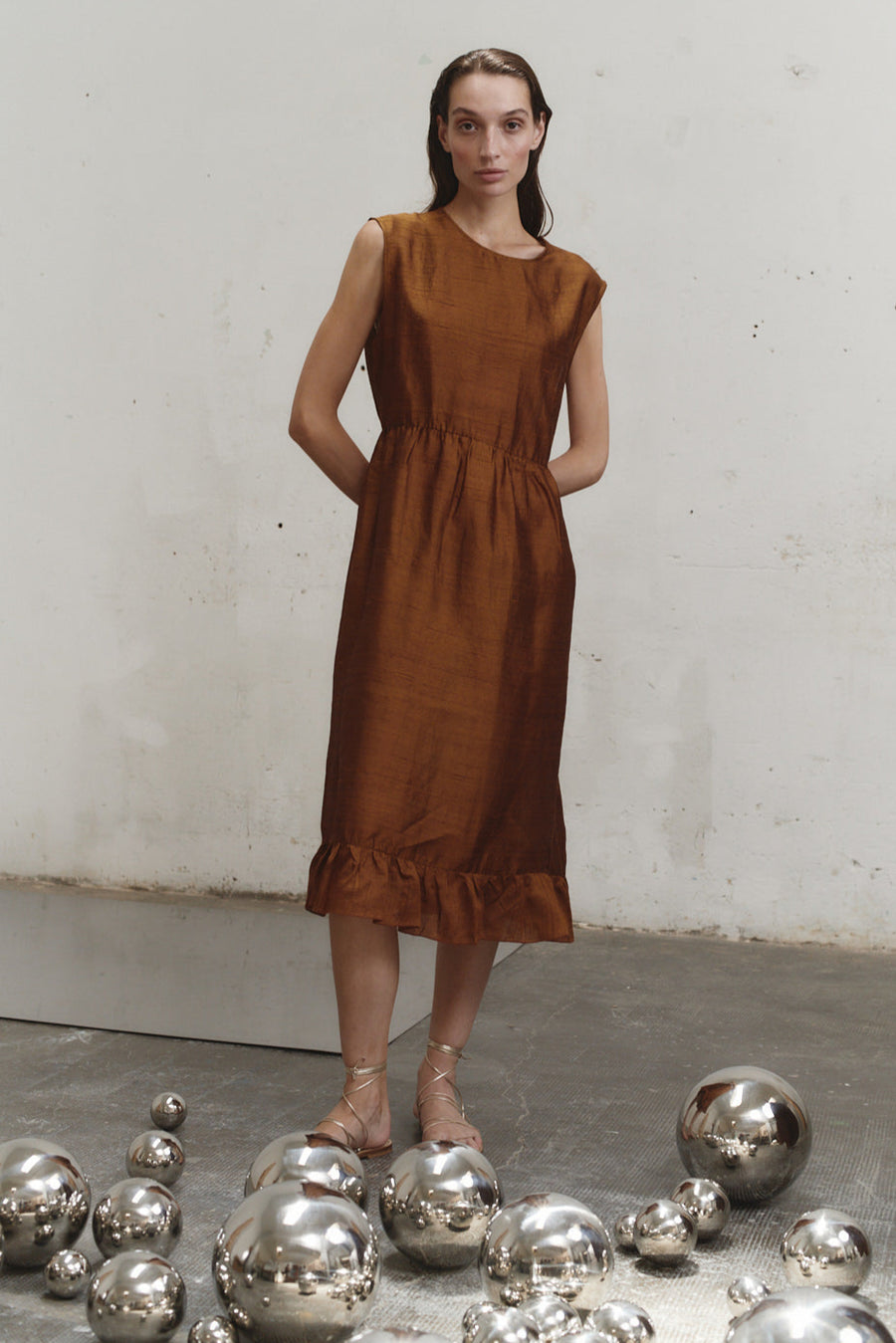 Caramel Dupion Echo Dress